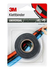 Zeige Details für 3M™ Universal Klettbinder 12 mm x 3 m, Grau/schwarz,  Bild von 3M™ Universal Klettbinder 12 mm x 3 m, Grau/schwarz,