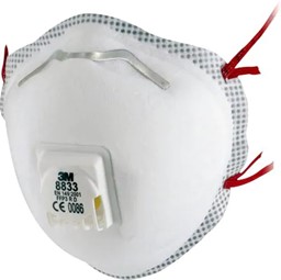 Zeige Details für 3M™ Atemschutzmaske 8833 - FFP3 R/D Bild von 3M™ Atemschutzmaske 8833 - FFP3 R/D